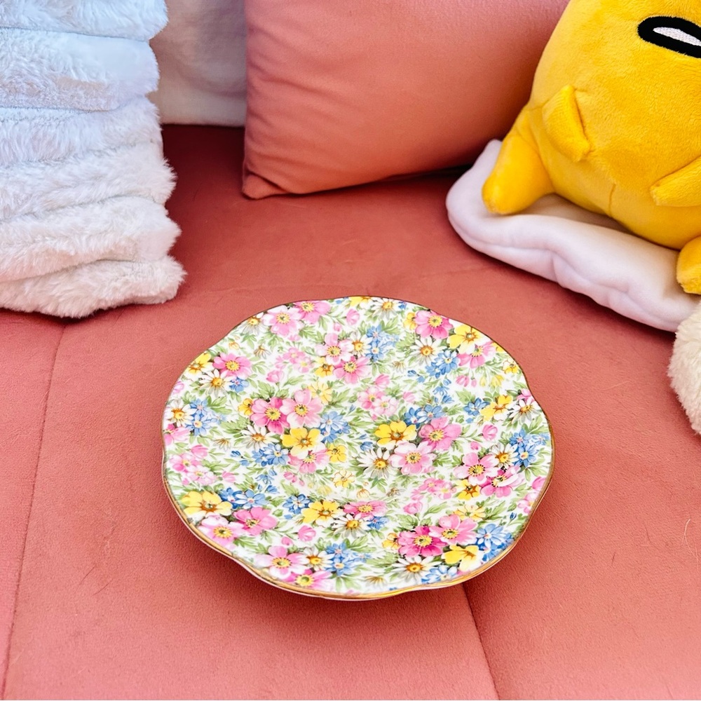 Antique Bone China Floral Saucer Plate
